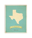 My Roots Texas Personalized壁マップ、Kidのテキサスマップ壁アート、子のテキサスビンテージ状態マップ、TX壁アート印刷、保育園インテリア、保育園ウォールアート 05x07 