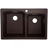Franke楕円33 "デュアルマウントGraniteオフセットダブルボウルキッチンシンク、モカ