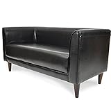 ソファ ラブソファ 「モデナ2P」 ボックス型 合皮タイプ ブラック色