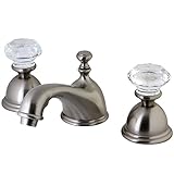 Kingston Brass KS3968WCL Celebrity Widespread Lavatory Faucet with Crystal Handle, Satin Nickel