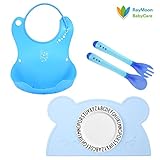 Raymoon ベビー　子供用　食事用 シリコン　防水　離乳食 エプロン　食事マット　ランチョンマット　キッズ　大きいポケット付き 軽量　 可愛い動物柄　食事こぼしキャッチ　持ち運び便利　誕生日　プレ