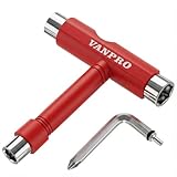 Vanproオルインワンスケートボード用ツール スケボー万能持ち運び便利 多機能スケボーメンテナンス アレンレンチ フィリップスクリュードライバー (红色)…