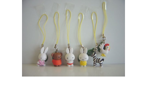Amazon ミッフィー ストラップ 3 全6種 Miffy Strap 花柄 オリジナル全6種 1 しまうま 2 にわとり 3 ボリス 4 Miff カプセル玩具 おもちゃ
