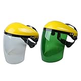 B Baosity 2pcs　フェイスガード　溶接防護面　やけど防止　簡易式　高温耐性　PC製　イエロー＋グリーン