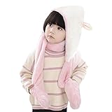 フードマフラー 可愛い キッズマフラー 襟巻き ボアマフラー 羊 アニマル ふわふわ帽子 もこもこ ポケット手袋付き 手袋一体型マフラー 女の子 ガールズ 人気 あたたかい 防寒グッズ 秋冬 おしゃれ