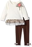 Nannette Baby Girls' 2 Piece Novelty Legging Set with Bow Off White 12 Months [並行輸入品]