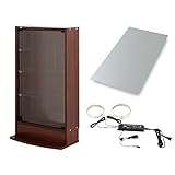 【福袋】【地球家具】コレクションラック「レギュラー」新シリーズセット 幅55cm 奥行19cm 【正規品】[鍵付きコレクションケース] [耐震]（開き戸 ロータイプ本体+背面ミラー1枚+LEDセット） ブラウン