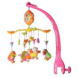 ベッドメリー オルゴール モビール ミュージックボックス 知育玩具 赤ちゃん 音楽回転 簡単に取付け 睡眠サポート ぬいぐるみ 4モード(熊)