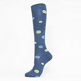 (グレェド) Groedoキッズ ハイソックス サイズ1-2 ( 12 ～ 14 cm) デニムブルー × 黄緑 ・ 水色 ドット オーガニックコットン