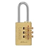 Stanley 20 MM Solid Brass Combination Padlock 3DIG, スタンレー20 MMソリッドブラスのコンビネーション南京錠3DIG