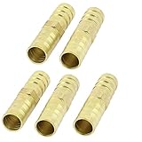 uxcell ストレート燃料ホース ジョイナー 10mm 口部直径 真鍮素材 ホース コネクタ 5個入り