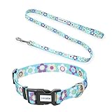 [LaLUCA GOODS] 犬 首輪 小型犬 中型犬 大型犬 リード セット おしゃれ かわいい 装着簡単 ワンタッチ着脱 速乾 水洗い フラワー L