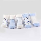 【GLASS FROG】ベビーソックス 新生児 キッズソックス 秋冬用 折り返し あったか ふわふわ 5足セット 温かい(ブルー,8-10cm)