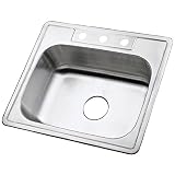 Kingston Brass K25228BN 22 Gauge Single Bowl Stainless Steel Self-Rimming Kitchen Sink, Brushed Nick