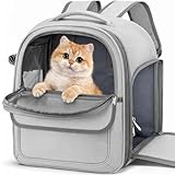 Athvht 犬猫 キャリーバッグ リュック 犬用 ペットキャリー 小型犬 猫用 クレート リュックサック 折り畳み キャリーバッグ 軽量 シートベルト固定可能 お出かけ キャンプ ドライブ 旅行 通院 防災 避難グッズ キャリーリュック 猫・小型犬・うさぎ用 (ベージュ)