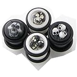 ボディピアス スカルの入った アクリル製プラグ00G Wゴムpwg-00g ホワイト ・ スカル1つ