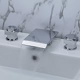 Greenspring 浴槽水栓蛇口 ダブルハンドル用 滝状タイプ 現代的スタイル 水流による温度感知水栓蛇口 G-816025-FBA