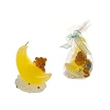 Lunaura Baby Keepsake - Set of 12 Boy Teddy Bear Climbing on Moon Candle - Blue by Lunaura