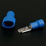 100個メス&オススペード絶縁電気ワイヤコネクタークリンプターミナルブルー