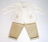 カチェテ ベロアカーディガン&パンツセット24ヶ月クリーム×ベージュ 10305