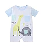 エルフ ベビー(Fairy Baby)ベビー服 ロンパースカバーオール 半袖 夏 可愛い象+キリン柄 サイズ：80