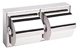 Bobrick 6999 Stainless Steel Surface Mounted Double Roll Toilet Tissue Dispenser with Hood, Bright F