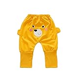 杜屋トヤ　ベビーロングパンツ　クマデザインキッズ・子供秋冬服　0-3T　41cm/45cm/49cm/53cm (73, 黄)