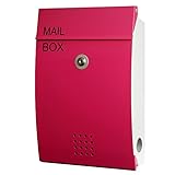 郵便ポスト 郵便受け メールボックス 壁掛け EUROデザイナーズポスト MB5005 マグネット開閉タイプ 鍵付き ローズピンク MB5005-KM-ROSEPINK 90