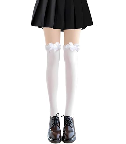 Amazon.co.jp: 3枚セットニーハイソックス レース付き ニーハイ ロリ系