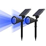 T-SUN ソーラーライト 4LED ガーデンライト スポットライト 省エネ 屋外用充電式 防水加工 暗くなると自動点灯 FCC認証取得 玄関先 芝生 階段 庭など対応 LED照明 (ブルー ２点セッ