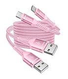 USB C ケーブル 1M ピンク ショート防止設計 ナイロン編み 充電コード 2本 3A高速充電 データ転送 USB-A to Type-C 各種デバイス対応