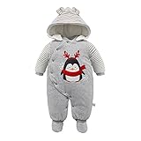 新生児乳児Animal Printed One Pieceベビーガールズボーイズ暖かい冬PufferスノーウェアBunting カラー: グレー