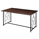 アイアン 大型デザインテーブル W180×D90cm サンドブラック×天板ダークブラウン