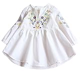 Plus Nao(プラスナオ) 子供用 ワンピース 長袖 カジュアル キッズ ジュニア 子ども 子供 服 女の子 女児 花 小花柄 花柄 刺繍 白 かわいい ホワイト 100