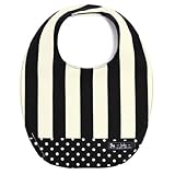 赤ちゃんにやさしい安心スタイ・ビブ・よだれかけ（丸型・日本製）　コットン100％　吸水　吸湿　お出かけ　スタイ　丸型タイプ　wide stripe（twill・black）　B0106600　日本製