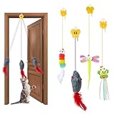 猫じゃらし 猫 おもちゃ 4点セット・ぶら下げる 一人遊び 猫 玩具 飽きない 鈴付き 弾性 調節可能 猫じゃらし