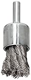 Weiler Wire End Brush, Hollow End, Round Shank, Stainless Steel 302, Partial Twist Knotted, 3/4" Dia