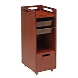 ＜ FV ＞ ウッドワゴン 1 チェリー 幅32cm×奥行42cm×高さ87cm [ エステワゴン ネイルワゴン キッチンワゴン マルチワゴン サイドワゴン キャスター付き サイドラック 収納ラック 木製 ウッド 収納 業務用 サロン ワゴ