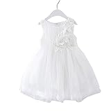 PAPA KIDS 子供ドレス ベビーワンピース ベビーチュールドレス ノースリーブ女の子プリンセスドレス 夏 誕生日 子供の日 (120cm, ホワイト)