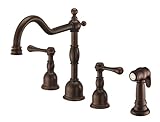 Danze D422257BR Opulence Two Handle Kitchen Faucet with Side Spray, Tumbled Bronze, Tumbled Bronze [