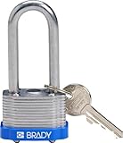 Brady 118973 Blue, Key Retaining Steel PadLock - 2 Shackle - Keyed Alike (3 Locks) by Brady