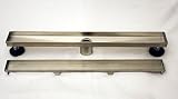 Novalinea LinearシャワーDrain withタイル挿入Grate、2 "センターコンセント、304ステンレススチール 48" Includes Hair Strainer and Le