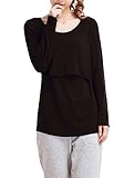 授乳服半袖無地tシャツ夏服マタニティウェアトップス (XL, ブラック2)