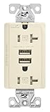 Eaton tr7756la-box 20 Amp 125 V組み合わせUSB 3.1 A充電器with二重レセプタクル、ライトアーモンド