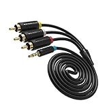 Lovoski 3.5ミリメートルオス→3RCAオス 　アダプター　オーディオ　ビデオ　コンポジット　ケーブル　AV HDTVに対応　 交換性　便利性