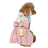 regalo ペット用袴 犬 犬服 小型犬 袴 猫 ペット用 晴れ着 和装 フォーマル 和服 着物 服 お宮参り 結婚式 花柄 ドッグウェア (ピンク（ミスティーピンク）)