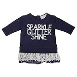 ベビー・赤ちゃん・キッズ・子供用 ガールズ Sparkle Glitter Shine 長袖カットソー トップス Tシャツ 女の子 (4-5歳) (ネイビー)