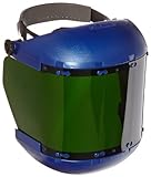 Sellstrom 38150 Blue Plastic Crown and Chin Protector Face Shield with IR Shade 5 Window and Ratchet