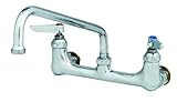 T&S Brass B-0231-CC Wall Mount Double Pantry Faucet with 8-Inch Centers, 12-Inch Swing Nozzle and 1/