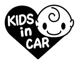 Sticker Shop Haru KIDS ＩＮ CAR ステッカー ハート型Aタイプ 15cm ブラック